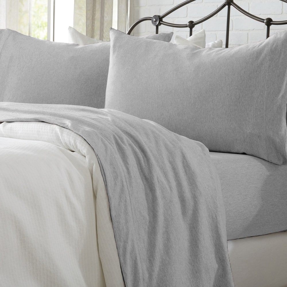 Linery & Co. Heathered Melange Cotton Jersey Knit Sheet Set