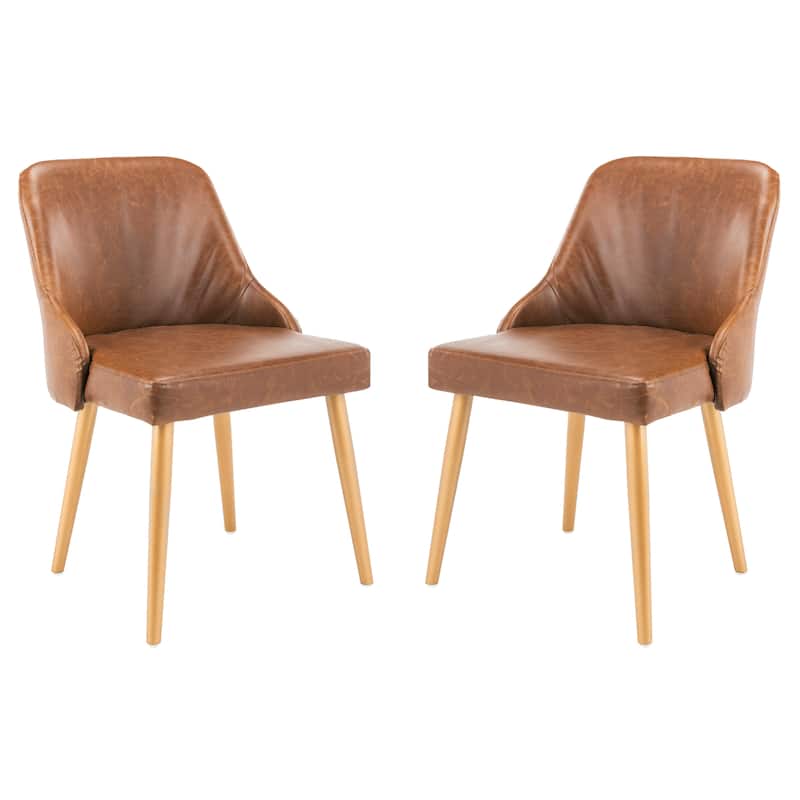 SAFAVIEH Nobie 18.3" Upholstered Dining Chair - Grey / Gold (Set of 2) - 21" x 22" x 31" - 21Wx22Dx31H
