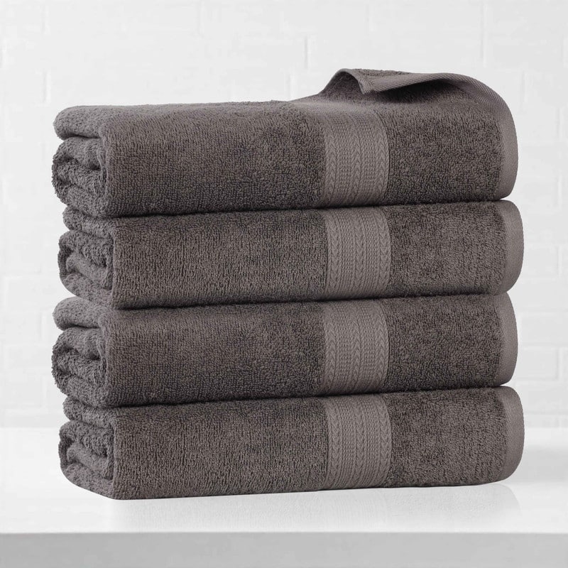 Eco-Friendly Sustainable Cotton Bath Towel by Superior (Set of 4) - Graphite
