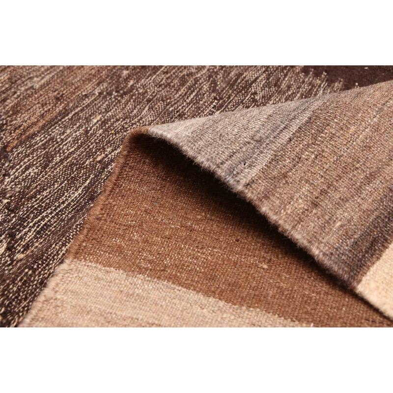 ECARPETGALLERY Flat-Weave Boho Brown Wool Kilim - 5'0 x 6'7
