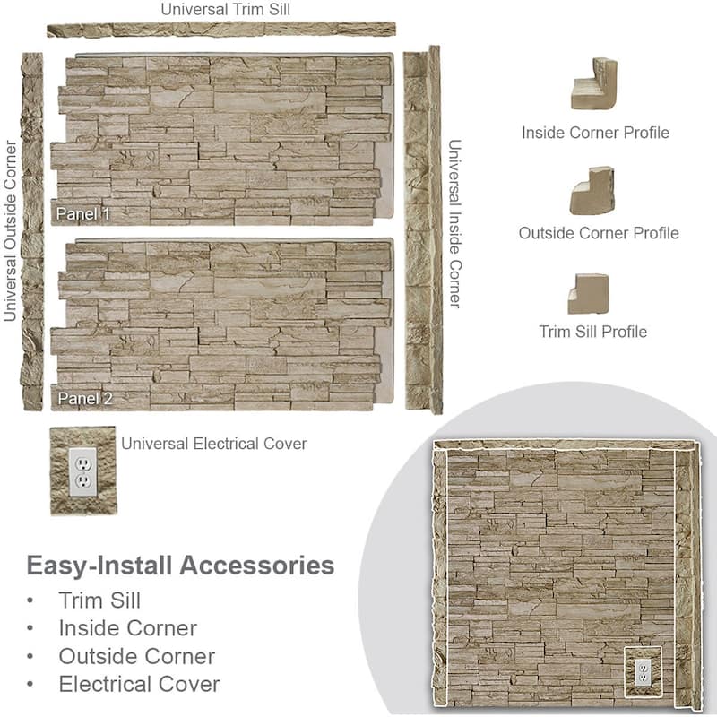 Canyon Ridge Stacked Stone, EverStone Faux Stone Siding Panel