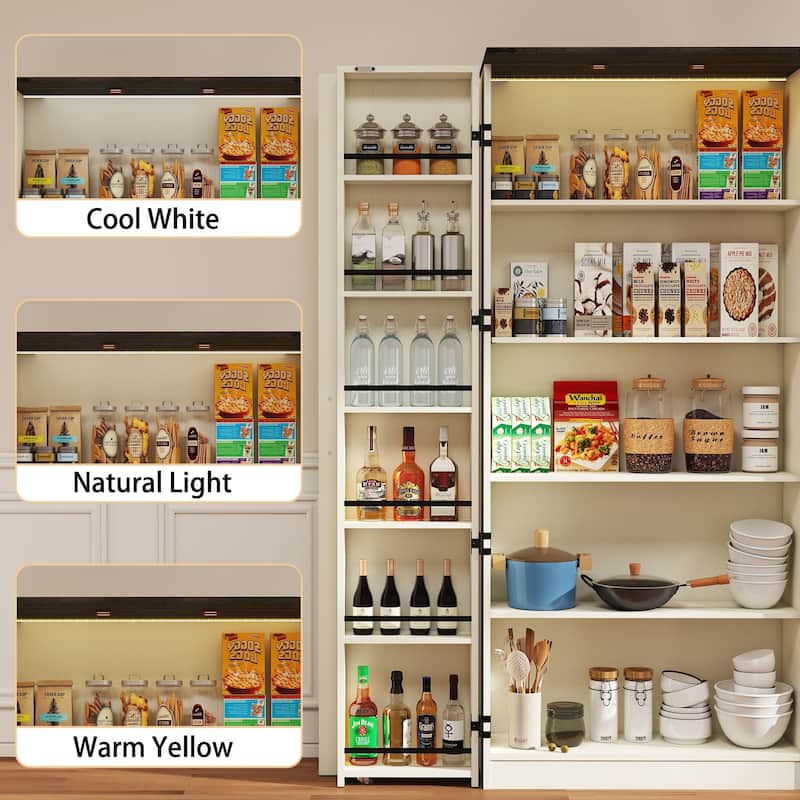 67" Kitchen Pantry Cabinet with Adjustable Shelves, Tall Storage Organizer Cupboard for Kitchen, Dining Room