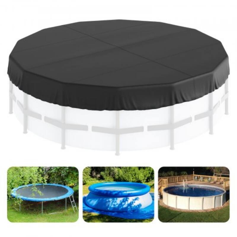 Round Pool Cover Waterproof Solar Cover for Above Ground Pools Black