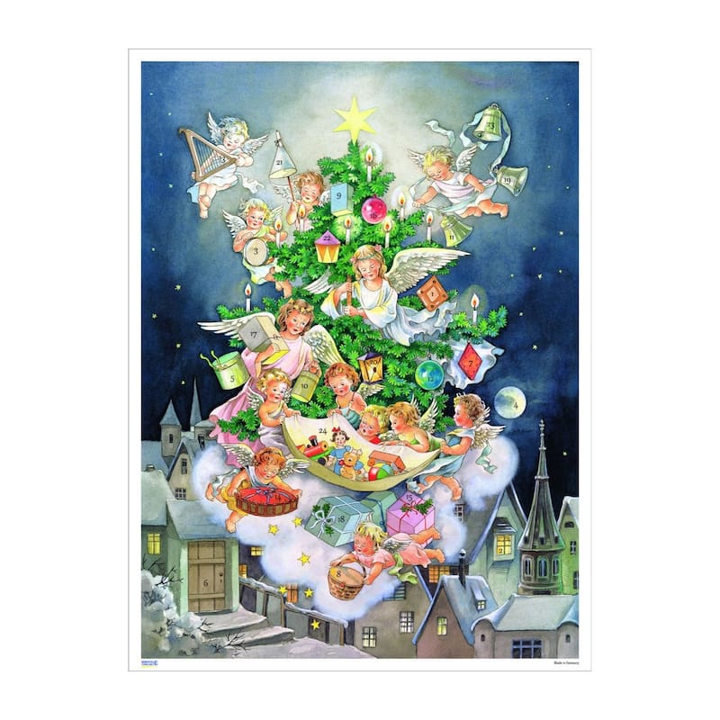 15.25" Vibrant Unique Korsch Advent Scene Heavenly Angels Wall Decor - Black