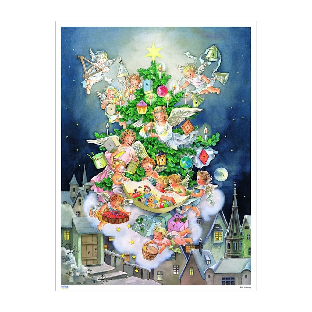 15.25" Vibrant Unique Korsch Advent Scene Heavenly Angels Wall Decor - Black