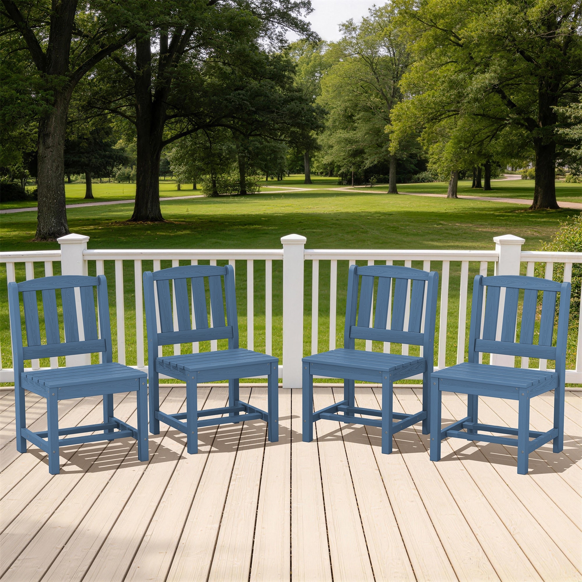 4 Piece All-Weather HDPE Patio Dining Chair with Slat Back