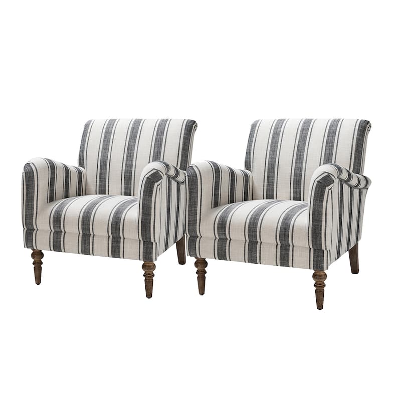Seip Modern Striped Arm Chair with Spindle Wood Legs Set of 2 by HULALA HOME