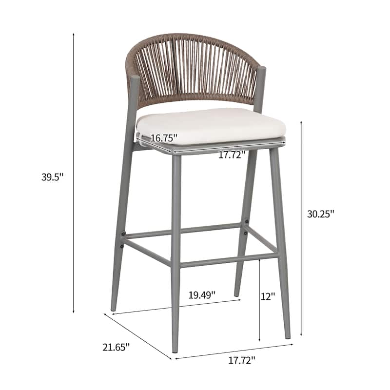 Christopher Knight Home - Beverly Outdoor Barstools with Scallop Backrest (Set of 4) - Iron