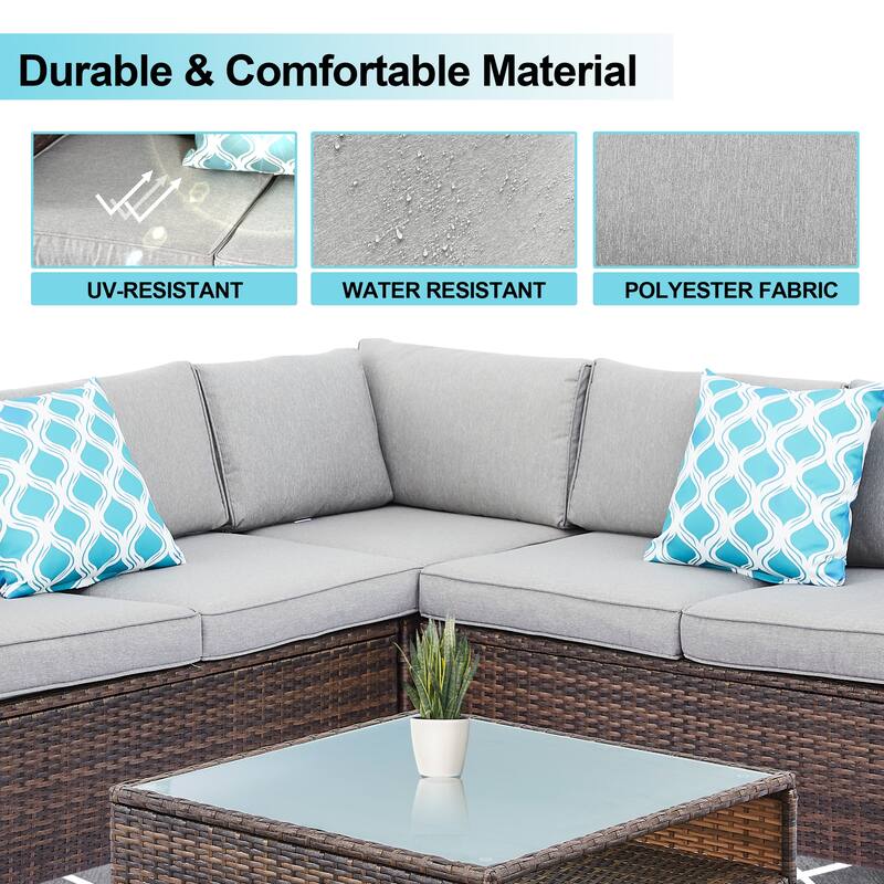 Tappio 4-Piece Outdoor Wicker Sectional Sofa Set with Waterproof Cover