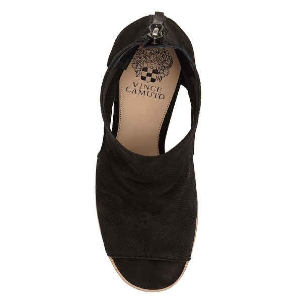 vince camuto black open toe booties