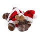 preview thumbnail 1 of 4, DolliBu Santa Brownish Lying Moose Stuffed Animal with Santa Outfit - 9.5 inches
