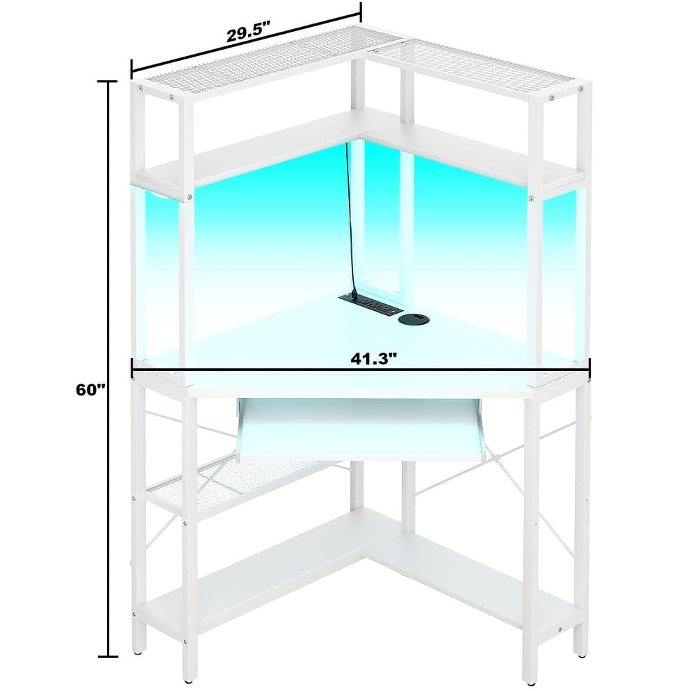 Modern Farmhouse Conner Computer Deck with Power Outlets & LED Light