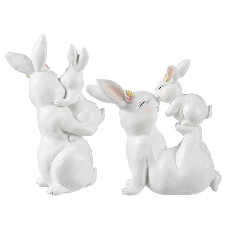 Glitzhome Easter 9.75"H Resin Bunny Figurine Table Decor Gifts (Set of 2)