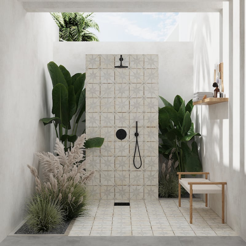 Palmera 9x9 Beige White Porcelain Star Square Wall and Floor Tile (6.96 sq ft/case) - 13 Pack