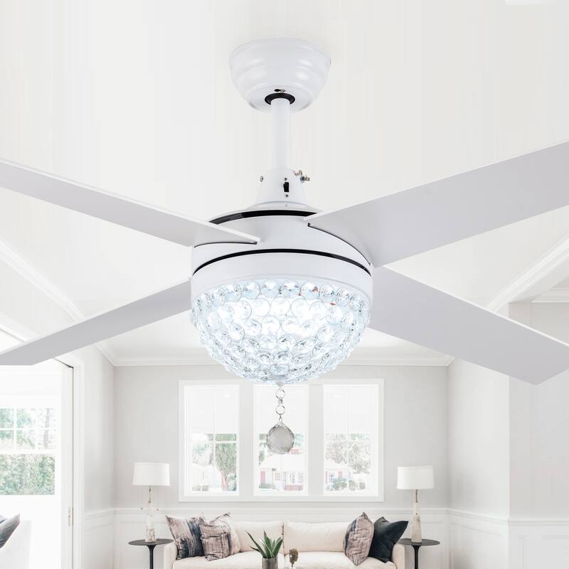 Belladepot 52" Modern Crystal Ceiling Fan with LED Light, Remote Control, Reversible