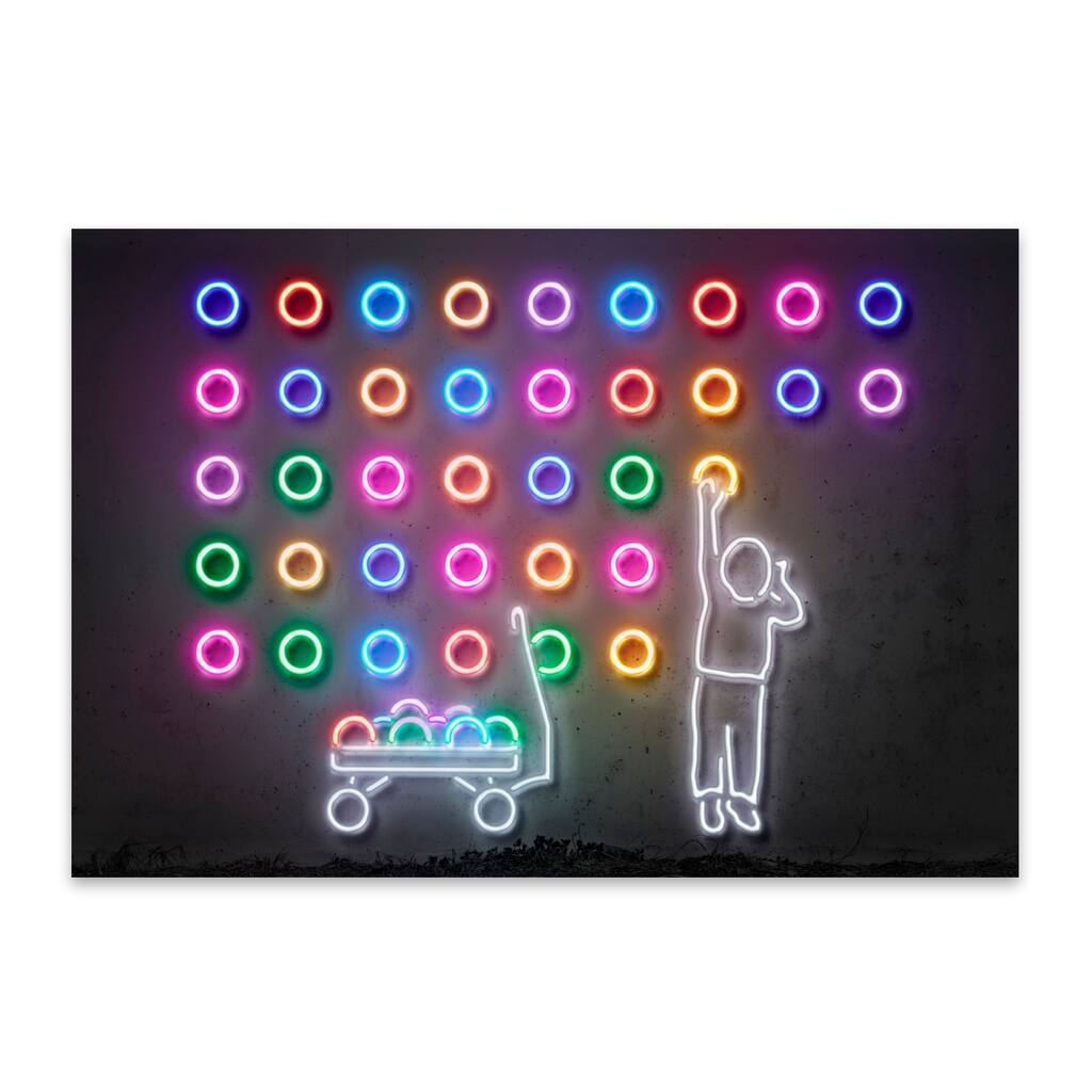 Children's Art Neon Street Art Dots Metal Wall Art Print