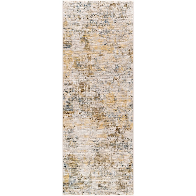 Livabliss Casual Naila Abstract Area Rug - 7'3" x 2'8" - Olive/Blue