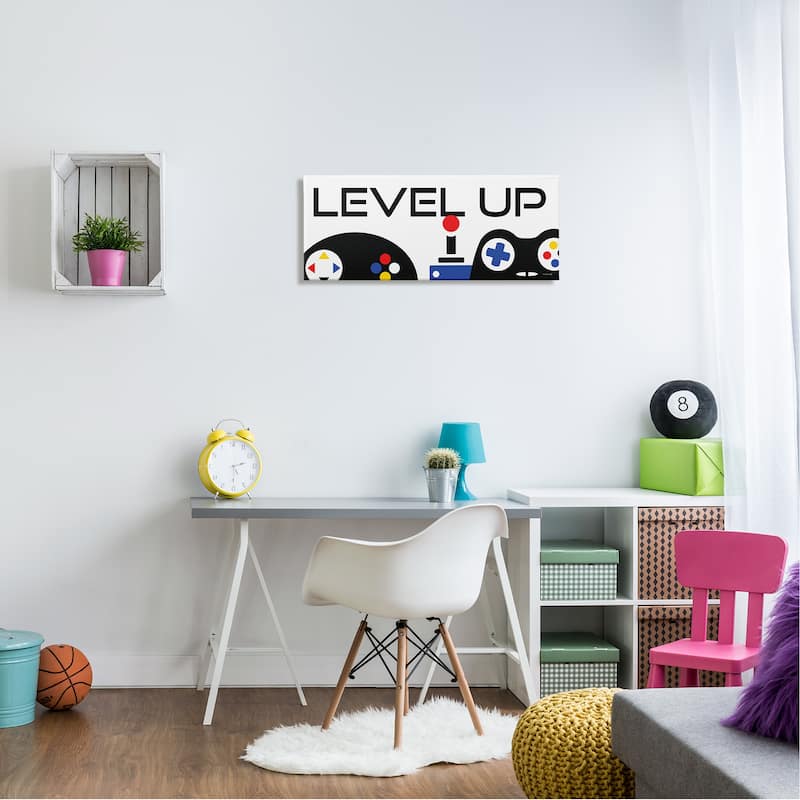 Stupell Level Up Varied Gaming Controllers Canvas Wall Art by Yass Naffas Designs