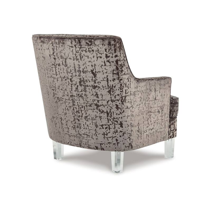 Gloria Accent Chair, Charcoal Brown Polyester Crushed Velvet, Clear Acrylic