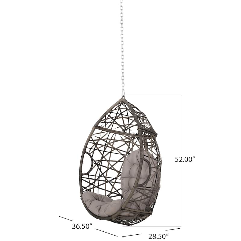 Teardrop Rattan Wicker Basket Swing Chair with Water-Resistant Cushions & Suspension Chain Hanging Chair Egg Chair