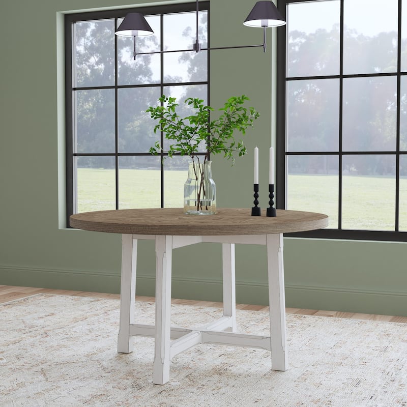 Melody White Wood Round Dining Table - 52" x 30" x 52"