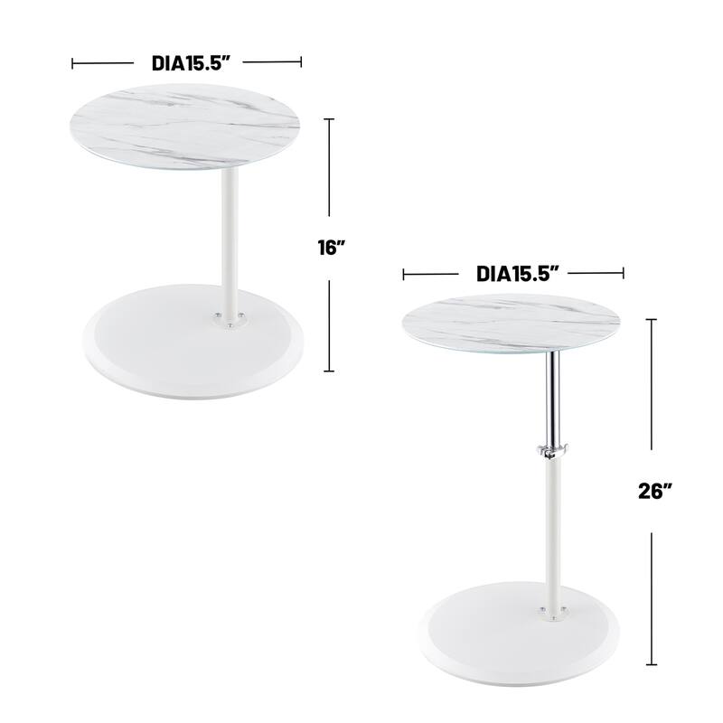 Round End Table with Marble Textured Top