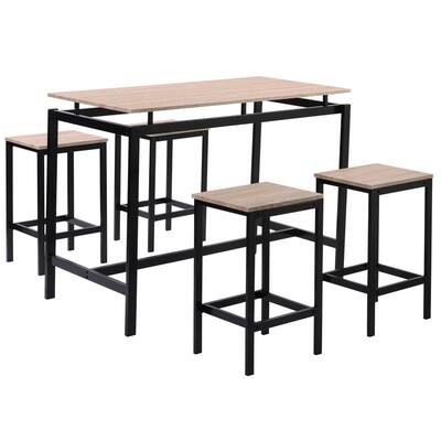5-Piece Compact Counter Height Bistro Dining Set with 1 Table&4 Chairs for Small House Apartment Dining Room