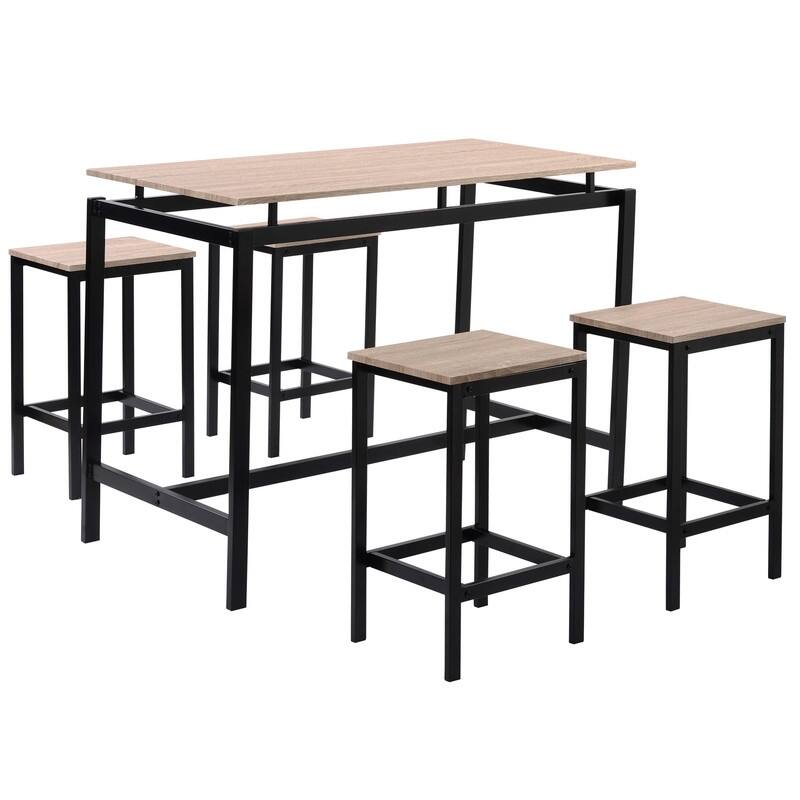 5-Piece Compact Counter Height Bistro Dining Set with 1 Table&4 Chairs for Small House Apartment Dining Room