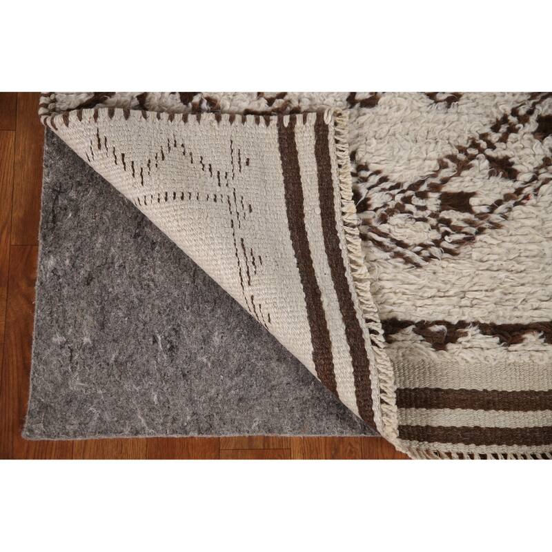 Beige Tribal Anatolian Runner Rug Hand-knotted Wool Carpet - 3'1"x 12'7"