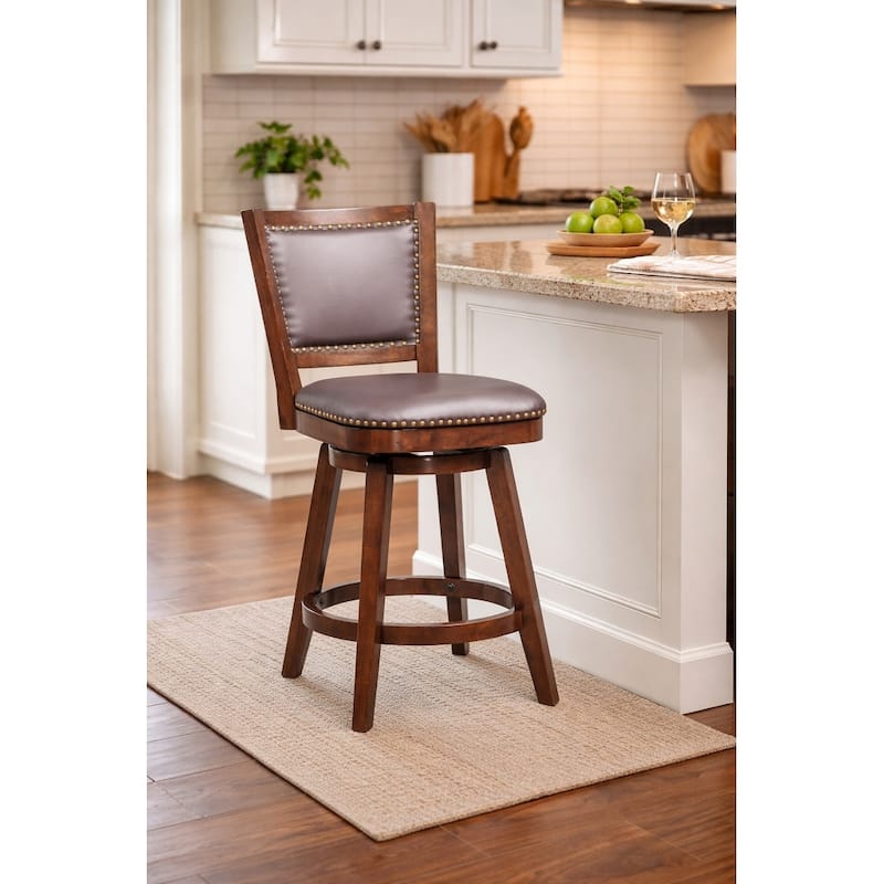 Broodmoor Brown Swivel Wood Stool