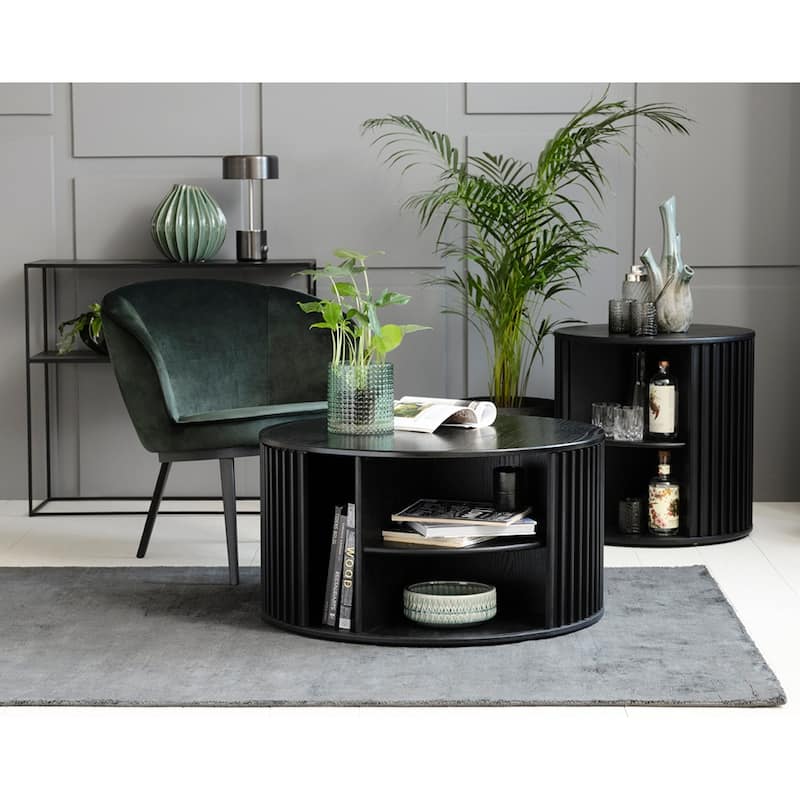 Rye Studio Contemporary Black Oak Coffee Table with Hidden Storage - 33.5"W x 33.5"L x 17.75"H