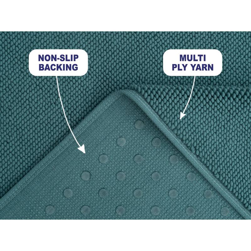 American Soft Linen 100% Cotton Bath Mat Rugs, 17x24 inches Slip Resistant Bottom Base Bath Mats for Bathroom