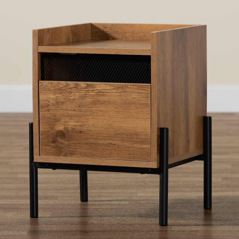 Tasman Modern & Contemporary Industrial End Table-Natural Brown