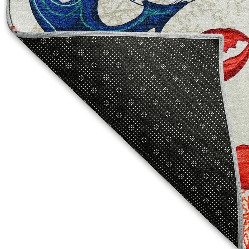 Premium Washable Super Soft Anchor Lobster Coastal Mayfield Rug