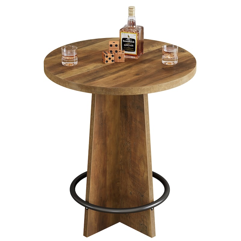 Round Bar Table with Pedestal Base, 37.4'' Tall Bistro Pub Table