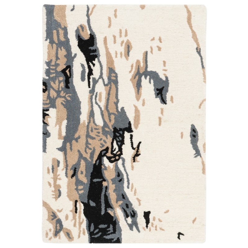 SAFAVIEH Handmade Bella Concepcion Modern Floral Wool Rug - 2' x 3' - Ivory/Grey