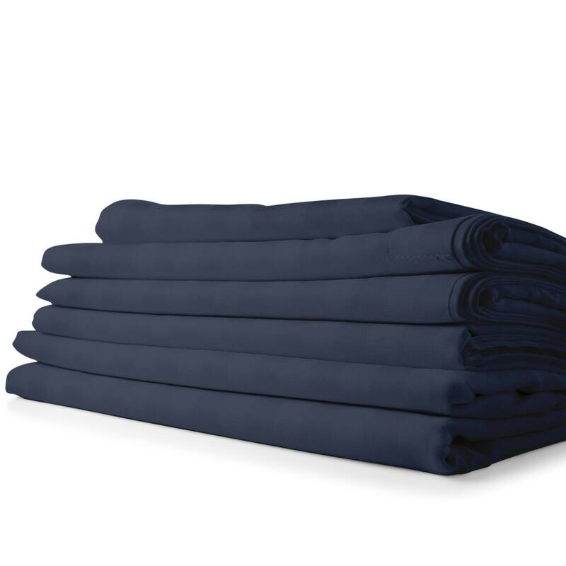 1800 Count Bamboo Feel Dobby Stripe Sheet Set Deep Pockets 4 Piece Set - Full - Navy