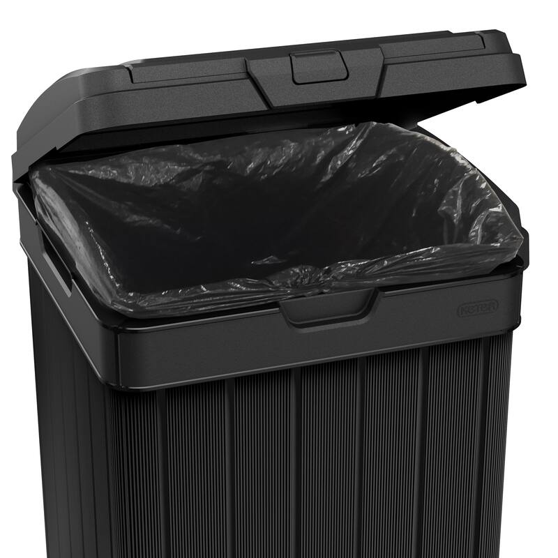 Keter Baltimore 39 Gallon Durable Resin Outdoor Trash Can For Indoor and Outdoor with Secure Lid