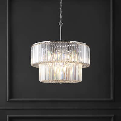 SAFAVIEH Couture Collection Viviann 79" Crystal 2 Tier Chandelier - 26" W x 26" D x 79" H