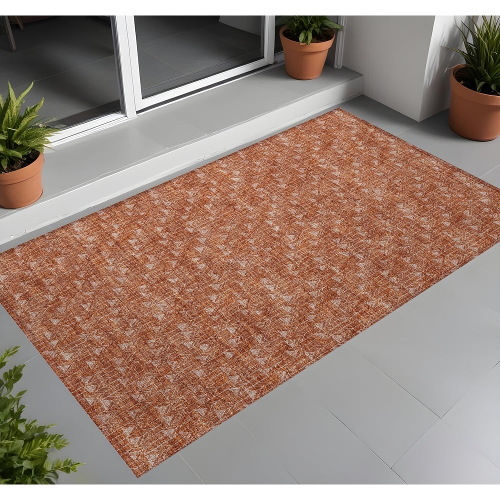 Faz Sleek Geometric Weather Resistant Blended Style Outdoor Rug