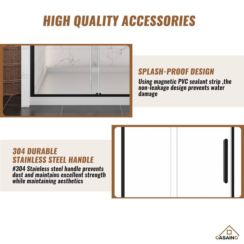 48.6 in. W x 76 in. H Framed Shower Door with Tempered Glass