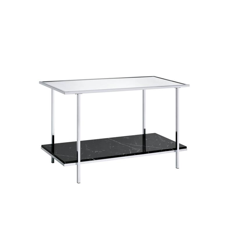 Angwin Mirrored Faux Marble & Chrome Console Table