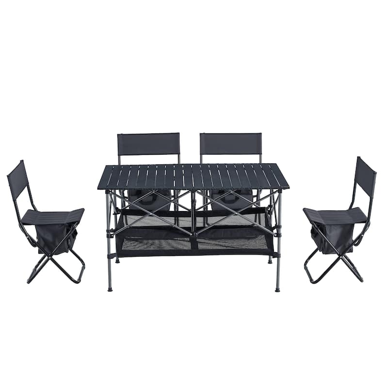 Set of 5, Folding Outdoor Table and Chair Set