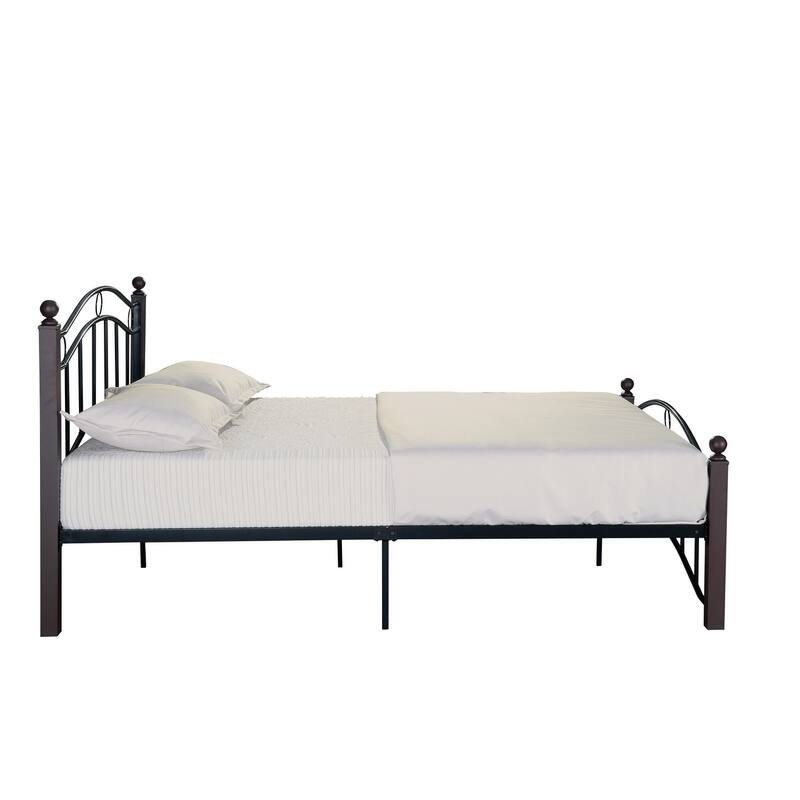 Queen Metal Bed Frame, Vintage Headboard/Footboard, Premium Steel Slat
