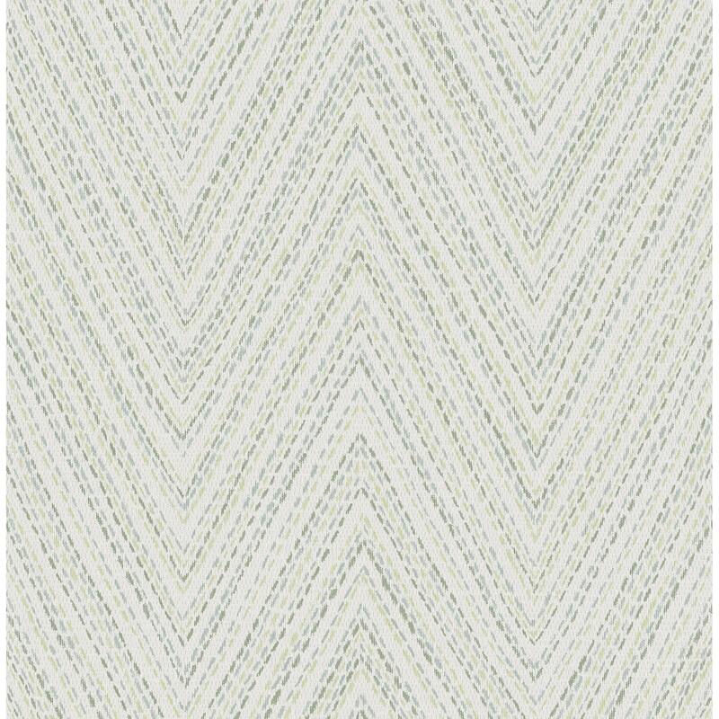 A-Street Prints Lainey Green Stitched Chevron Wallpaper
