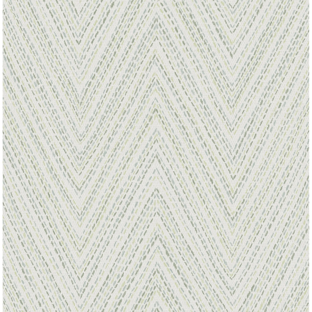 A-Street Prints Lainey Green Stitched Chevron Wallpaper