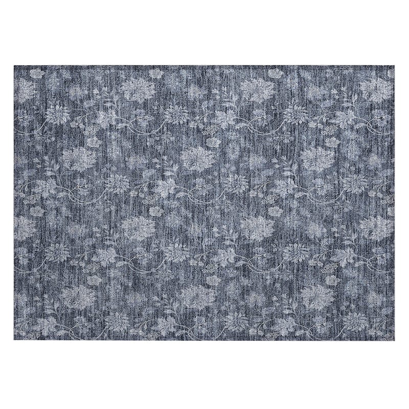 Machine Washable Indoor/ Outdoor Chantille Floral Farmhouse Rug