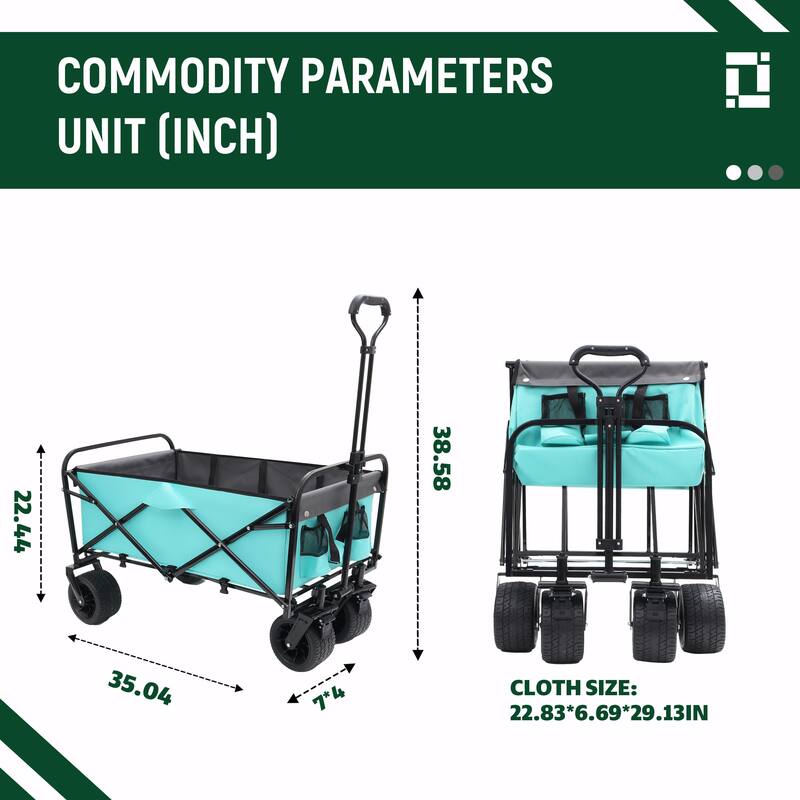 440lbs Collapsible Foldable Wagon Cart - Beach Wagon, Utility Cart, Grocery Cart