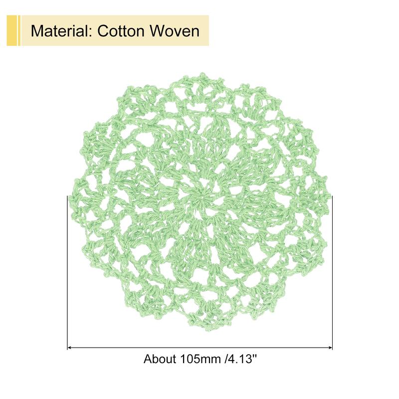 Fabric Coasters, 4pcs 4" - Cotton Woven Crochet Doilies with Floral - 105mm