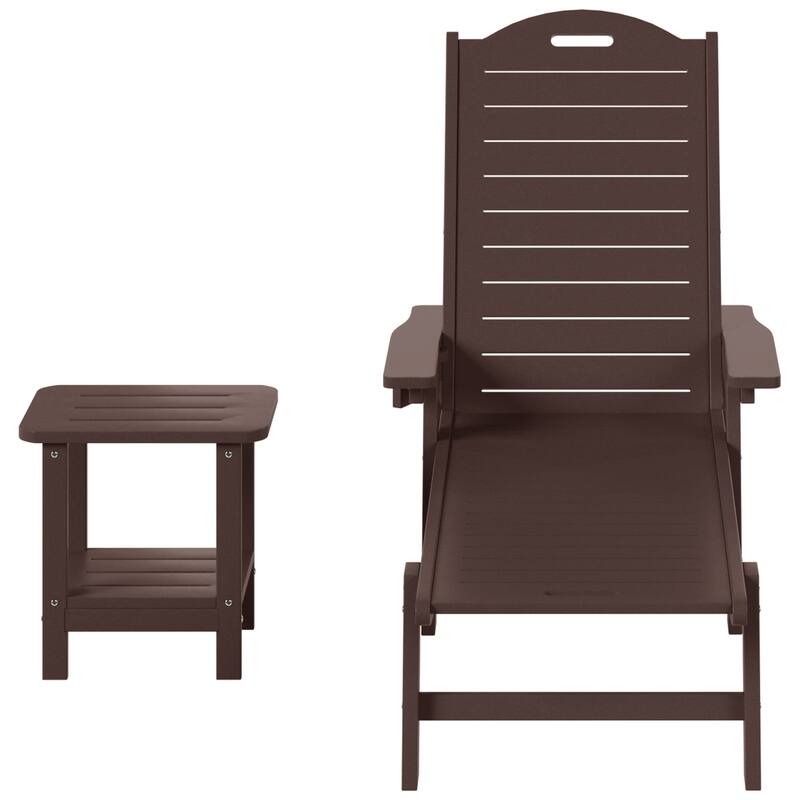 Brighton Outdoor 2-Piece Poly Reclining Chaise Set with Wheels & Cup Holder - Dark Brown